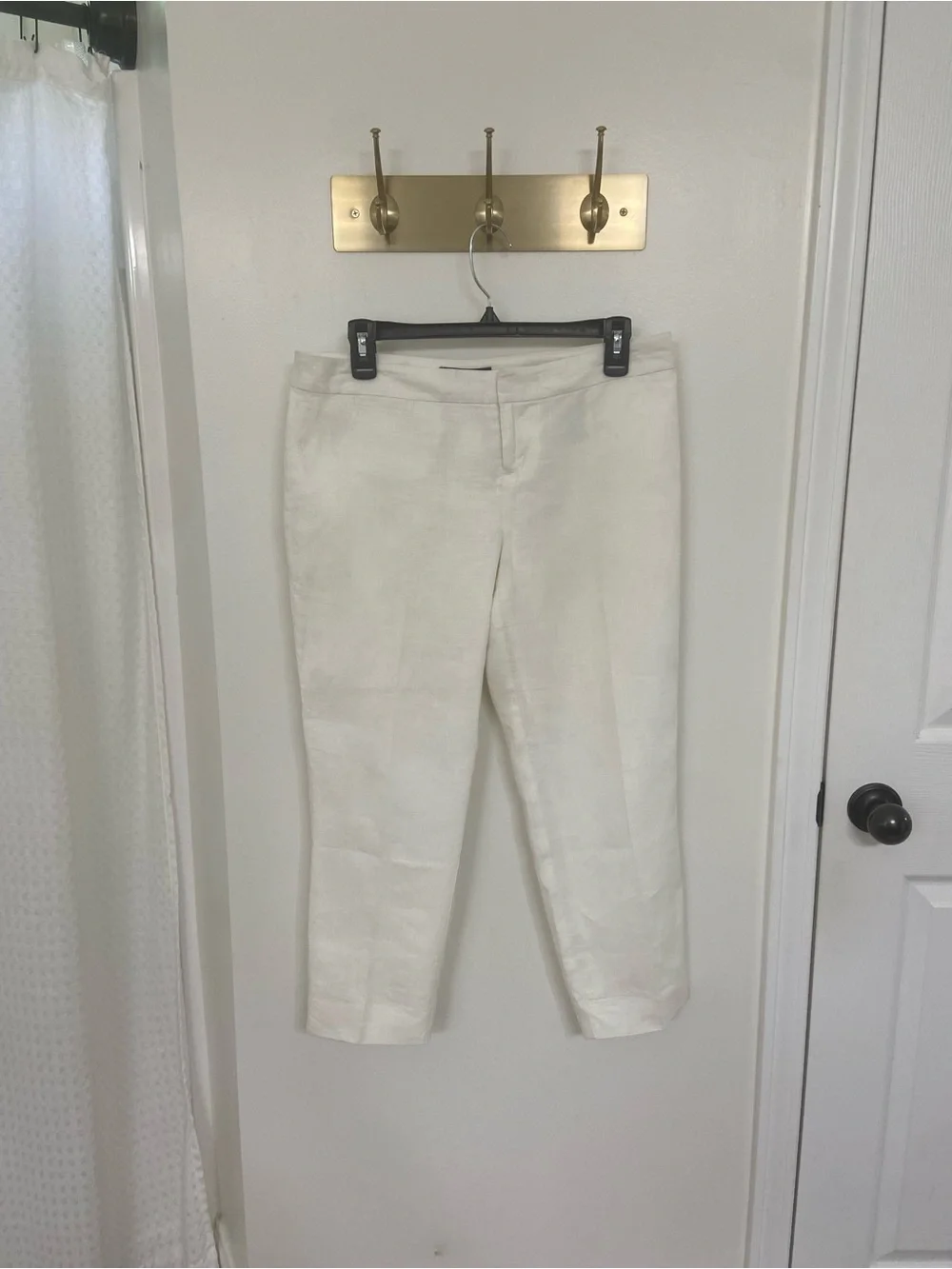 Banana Republic Women’s 6P White 100% Linen Pants Petite Straight Leg Lined